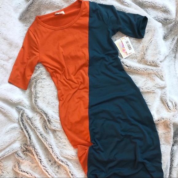 NWT LuLaRoe Julia Dress 💙🧡 - Picture 1 of 4